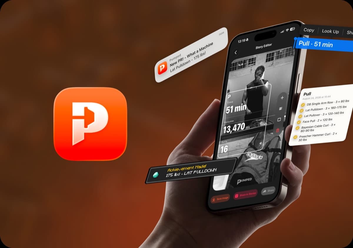Pumped turning a finished workout into a shareable story card